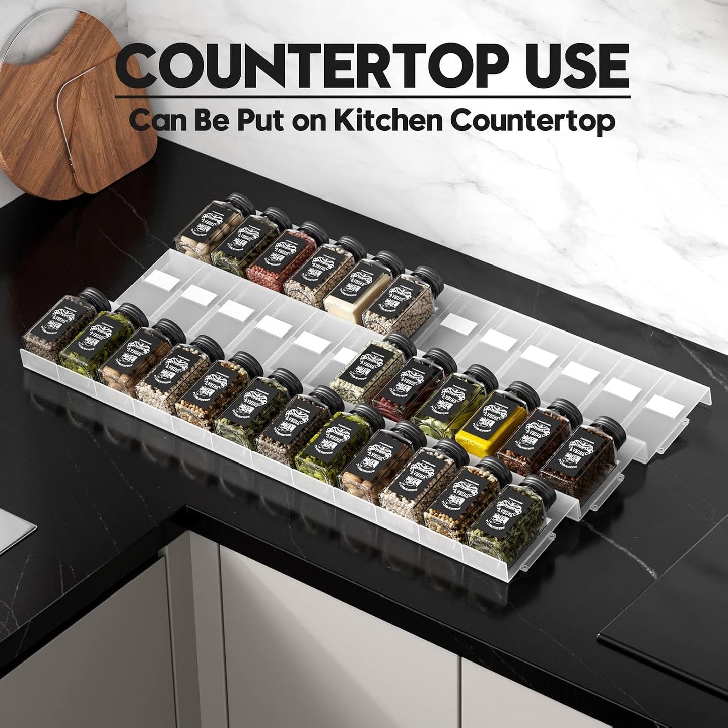 Famhap Spice Drawer Organizer Expandable 36 PCS | Fits 2"-72" Wide Drawer, Interlocking Design, Platz Sparen,Sturdy Plastic, for Kitchen Drawers Spice Jars