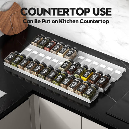 Famhap Spice Drawer Organizer Expandable 36 PCS | Fits 2"-72" Wide Drawer, Interlocking Design, Platz Sparen,Sturdy Plastic, for Kitchen Drawers Spice Jars