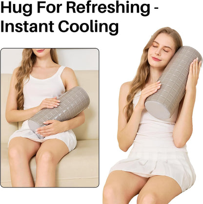 Cervical Roll Pillow with Cooling Gel Cover, Cooling Gel Memory Foam for Hot Sleepers, Small Neck Roll Pillow, Neck Round Pillow for Sleeping, Cylinder Bolster Pillow for Bed, Legs and Back