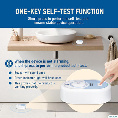 LSENTLY Water Leak Detector Supports 5 Years Standby Time, LED Indicator & 100dB Leak Alarm & Low Battery Reminder Water Alarm, IP66 Waterproof for Home, 3 Pack (Cannot Connect Wi-Fi)