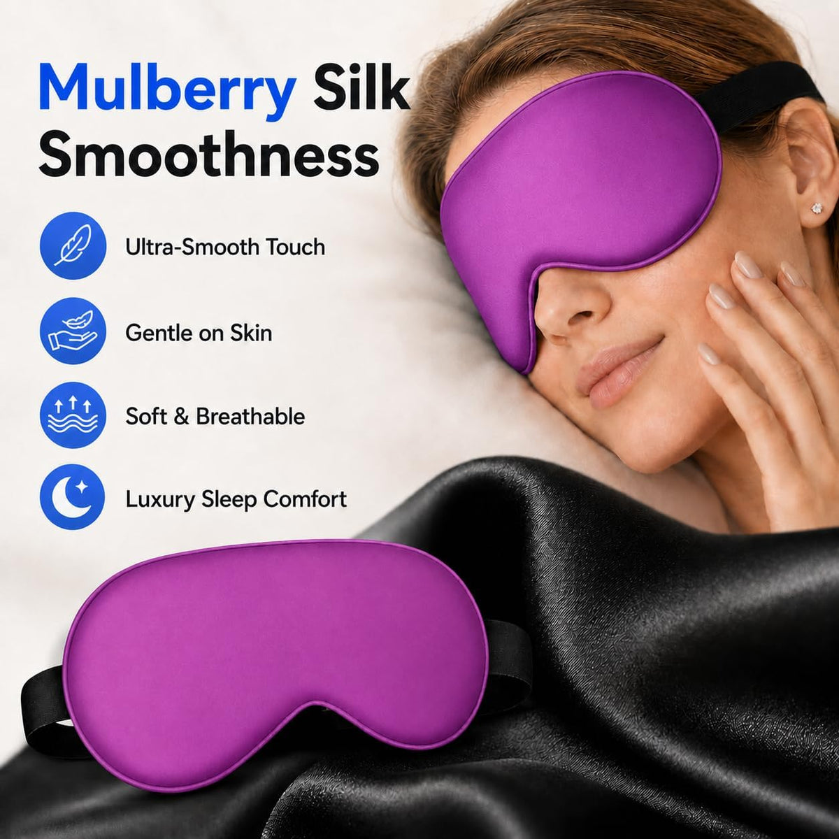 Cooling Sleep Mask with Mulberry Silk Surface & Removable Gel Pack