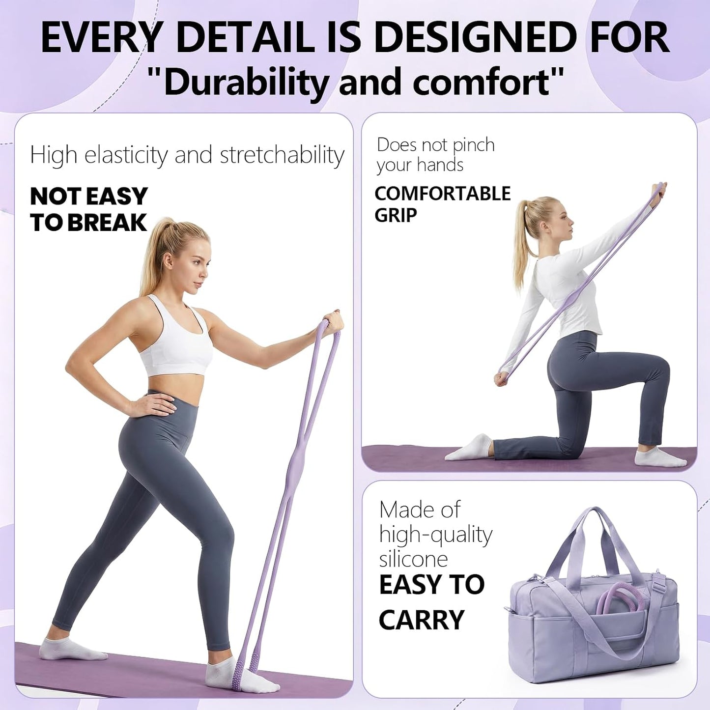 Figure 8 Resistance Band, Figure 8 Resistance Bands for Women Men,Resistance Band Figure for Working Out, Non-Slip Handles, Home Gym, Yoga & Physical Therapy