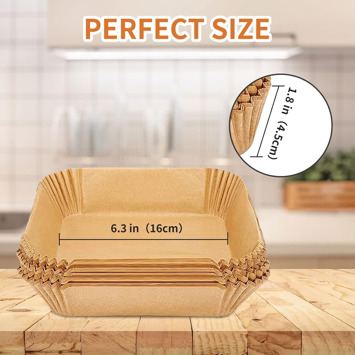 Air Fryer Liners Disposable Paper,100Pcs Parchment Paper Liners,Non Stick Airfryer Paper Liners,Food Grade Air Fryer Accessories WaterProof OilProof for Microwave Oven Steamer 6.3inch Square