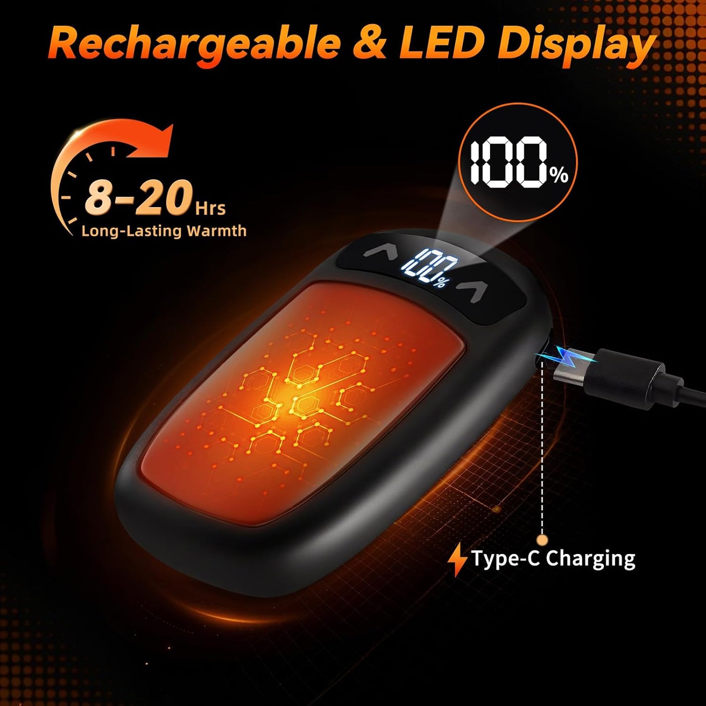 Rechargeable Hand Warmer 2Pack, AI Chips Electric Hand Warmers with LED Display, 3 Temps Portable Magnetic Handwarmers, Pocket-Sized Electronic Hand Warmers for Man, Women, Camping, Hunting, Christmas