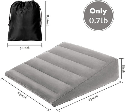 USHMA Inflatable Wedge Pillow for Sleeping, Portable Travel Wedge Pillow for Sitting in Bed, Inflatable Wedge Pillows for Travel, Blow Up Under Knee Pillow