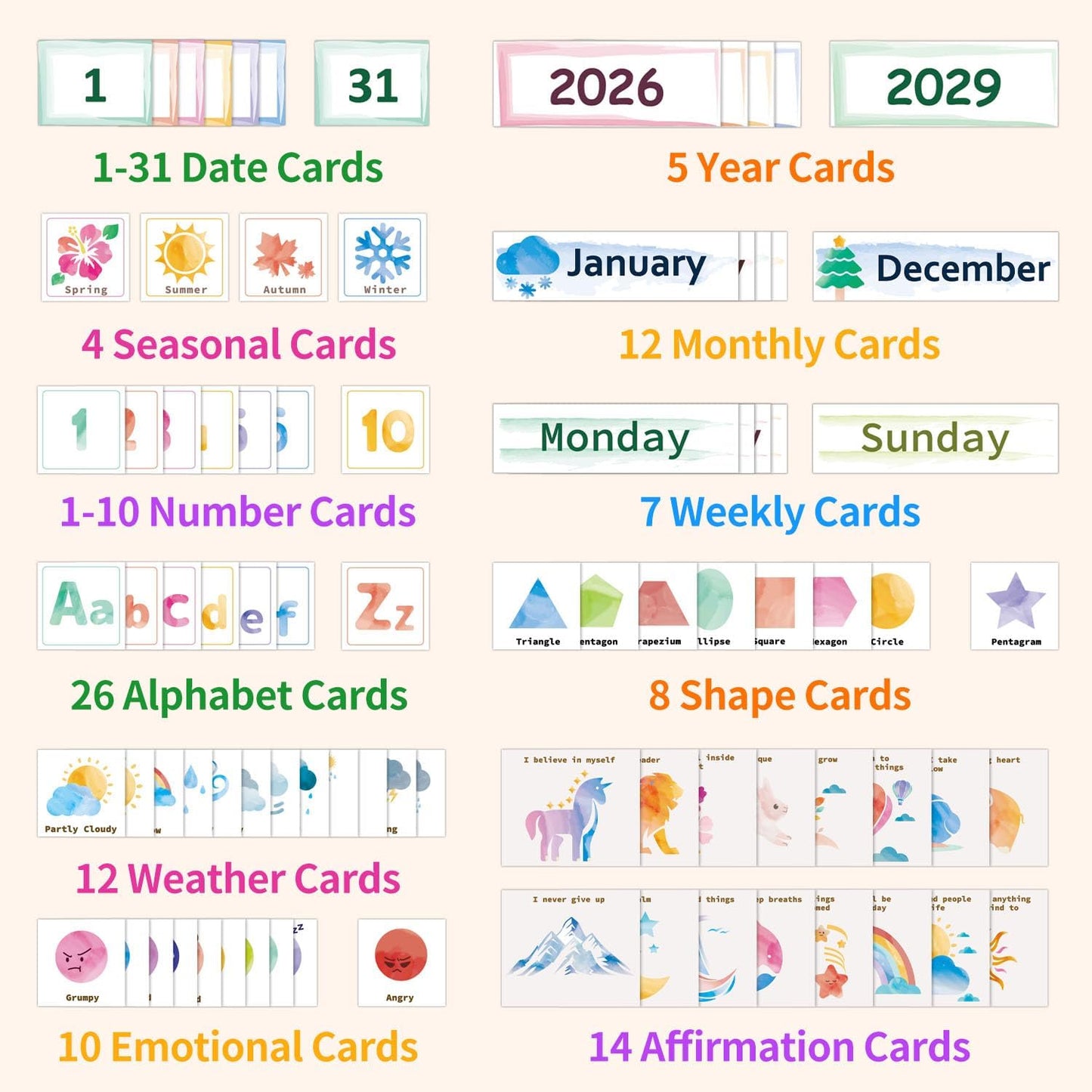 Daily Morning Board Circle Time Calendar Weather Seasons Positive Affirmations Letter Shape Number of the Day Pocket Chart,Toddler Preschool Calendar,Homeschool Morning Work Activity, Pastel Design