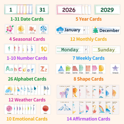 Daily Morning Board Circle Time Calendar Weather Seasons Positive Affirmations Letter Shape Number of the Day Pocket Chart,Toddler Preschool Calendar,Homeschool Morning Work Activity, Pastel Design