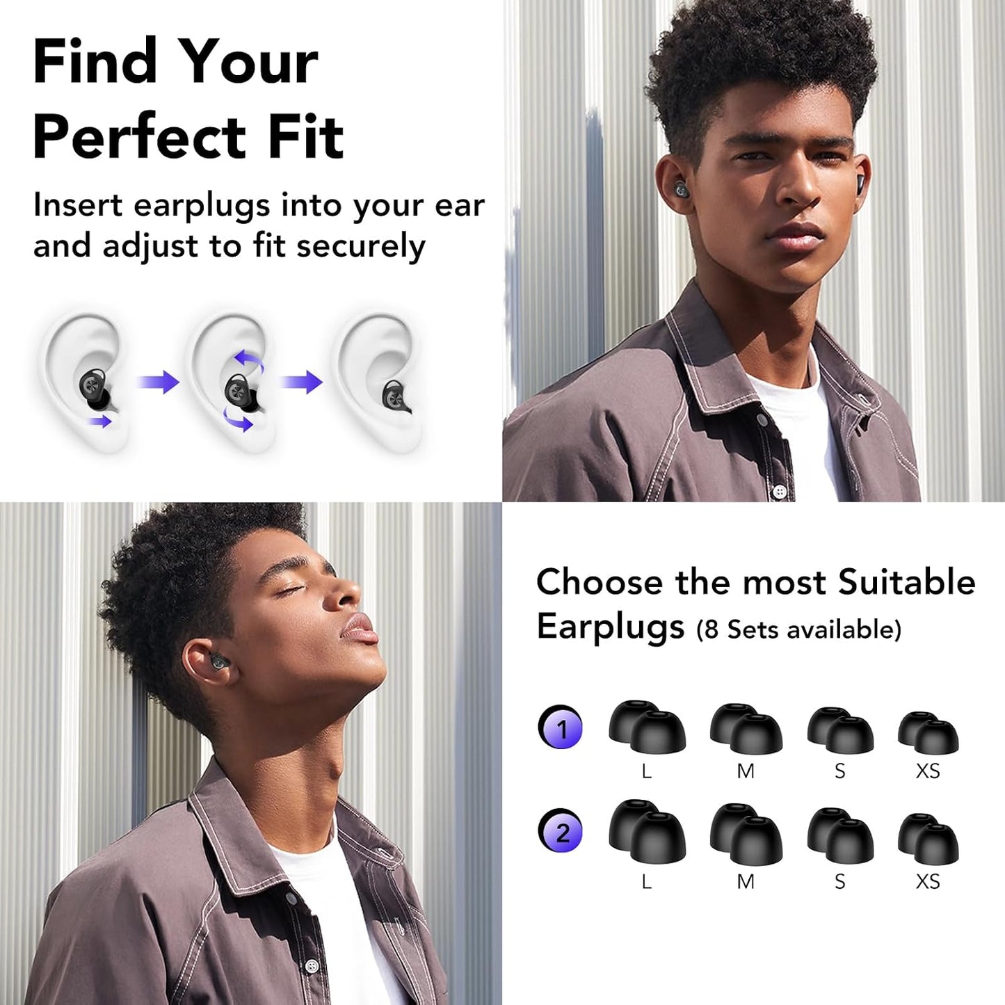 Ear Plugs for Sleeping Noise Cancelling, Ultra-Soft Silicone Ear Plugs for Sleep, 45dB Reusable Noise Cancelling Ear Plug Hearing Protection for Study/Work/Concert, EarPlugs with Case & 8 Eartips
