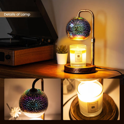 Glocusent Candle Warmer Lamp with Timer, Dimmable, Adjustable Retro 2 Bulbs