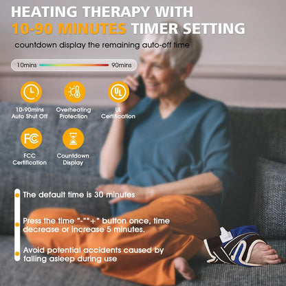 JOBYNA Ankle/Toe/Foot Warmer | Full Coverage Heated Foot Wrap |86-158℉ Continuous Setting| 10-90min Timer| Electric Heating Pad for Plantar Fasciitis Relief, Neuropathy Pain Relief for Foot(1 Pack)