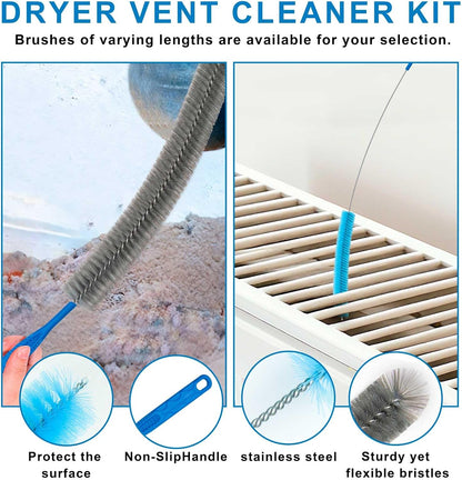 4 Pieces Dryer Vent Cleaner Kit‌ with ‌Lint Brush‌ – Professional ‌Dryer Vent Brush‌, ‌Flexible Cleaning Tools‌ for ‌Lint Trap‌, ‌Appliance Brush‌ & ‌Dryer Filter‌ Gray