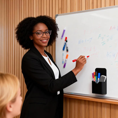 2-piece Black Hangable Dry Erase Pen Holder, Refrigerator, Whiteboard | Waterproof Oxford Cloth and PVC, Clear Window for Easy Identification, Reinforced Eyelets, Great Capacity