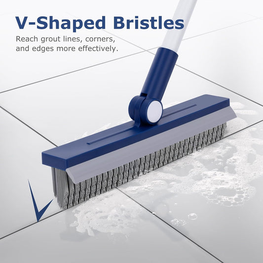 IVYROLL Grout Brush with Long Handle, Grout Cleaner Brush for Tile Floors | Stiff Bristles for Crevice, Tile Line, Shower, Kitchen, Bathroom