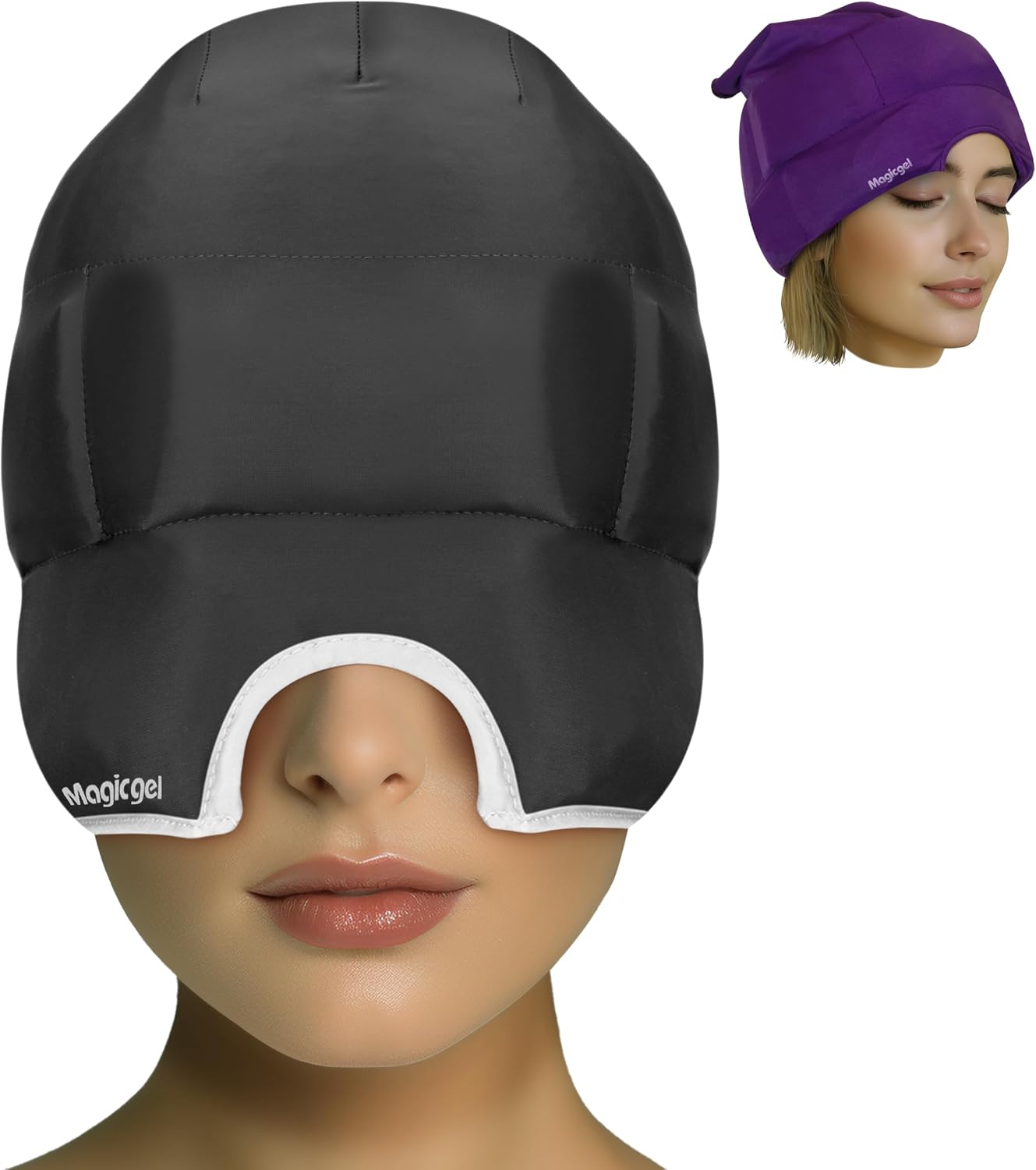 Magic Gel Migraine Ice Head Wrap - Real Migraine & Headache Relief | The Original Headache Cap | Cold, Comfortable, Dark & Cool; Endorsed by Physicians, Loved by Thousands - Purple