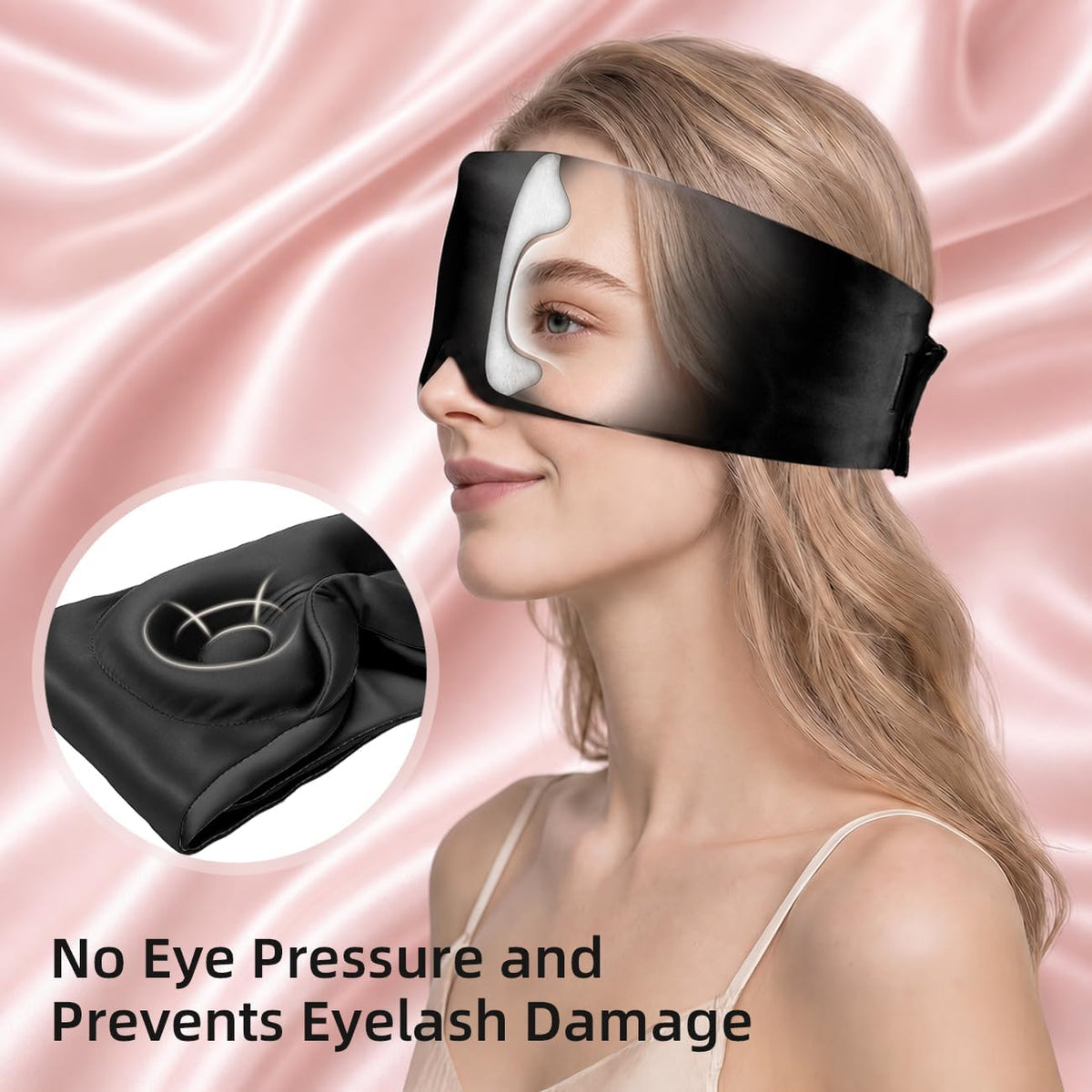 USlixury® 3D Contoured Silk Sleep Mask – Total Blackout, Zero Eye Pressure