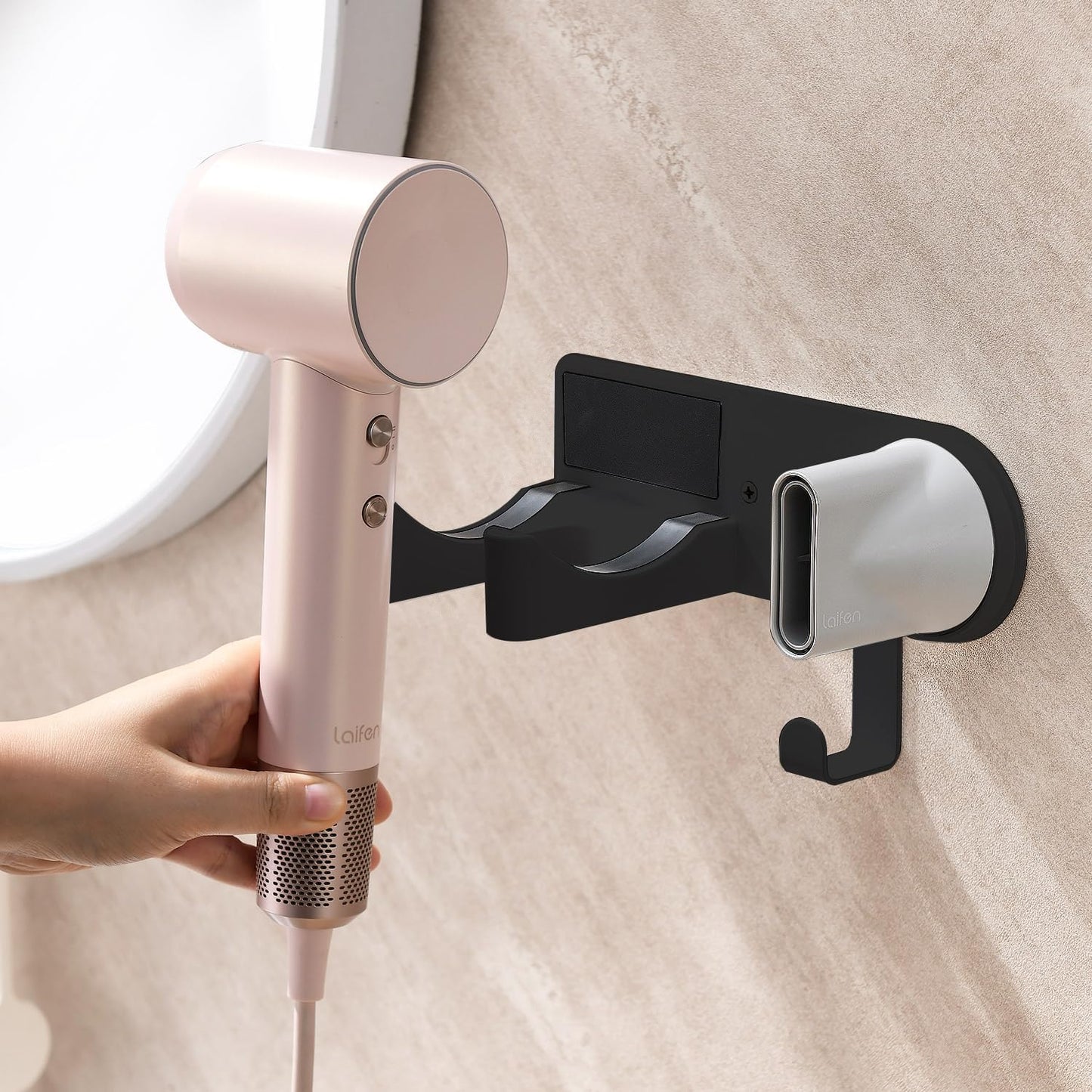 Hot Tools Organizer, Hair Tool Organizer Wall Mount Aluminum Alloy, Space-Saving Curling Iron Holder for Vanity & Bathroom with Stainless Steel Cups White CHOCHOYAH