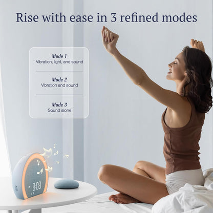 ANJANK Extra Loud Alarm Clock with Wireless Bed Shaker, Vibrating Dual Alarm with Light Wake Up for Heavy Sleepers & Hearing Impaired, 9-Color Night Light, 8 Sounds, 0-100% Dimmer, USB Charger