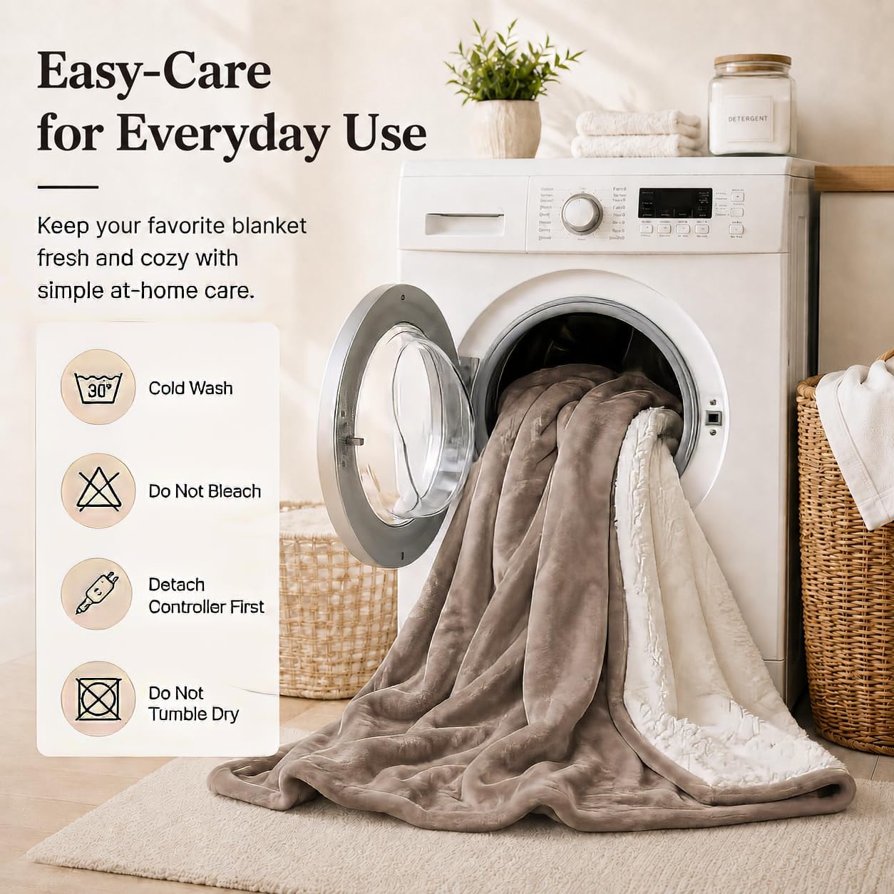 Electric Heated Blanket Full Size 72"x84" – Light Gray | ETL for Safe Overnight, 4 Heat Settings & 10H Auto Off, Dual-Sided Microplush Sherpa for Home Night, Machine washable