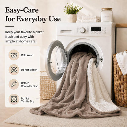 Electric Heated Blanket Full Size 72"x84" – Light Gray | ETL for Safe Overnight, 4 Heat Settings & 10H Auto Off, Dual-Sided Microplush Sherpa for Home Night, Machine washable