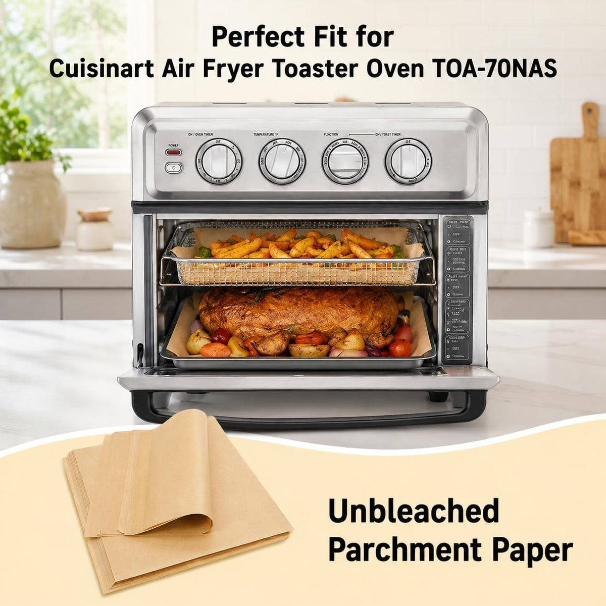 4 Pack Air Fryer Liners Reusable for Cuisinart Air Fryer TOA-70NAS