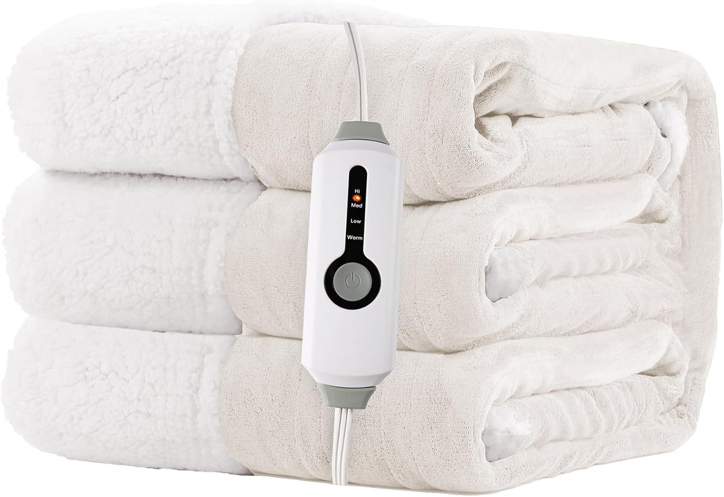 Electric Heated Blanket Full Size 72"x84" – Light Gray | ETL for Safe Overnight, 4 Heat Settings & 10H Auto Off, Dual-Sided Microplush Sherpa for Home Night, Machine washable