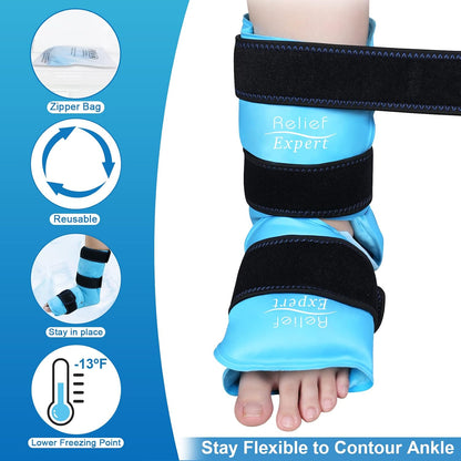 Relief Expert XL Ankle Ice Pack Wrap, Extra Large Ankle Ice Wrap for Discomfort Reducing with Cold Compress for Muscle and Joints Relaxation