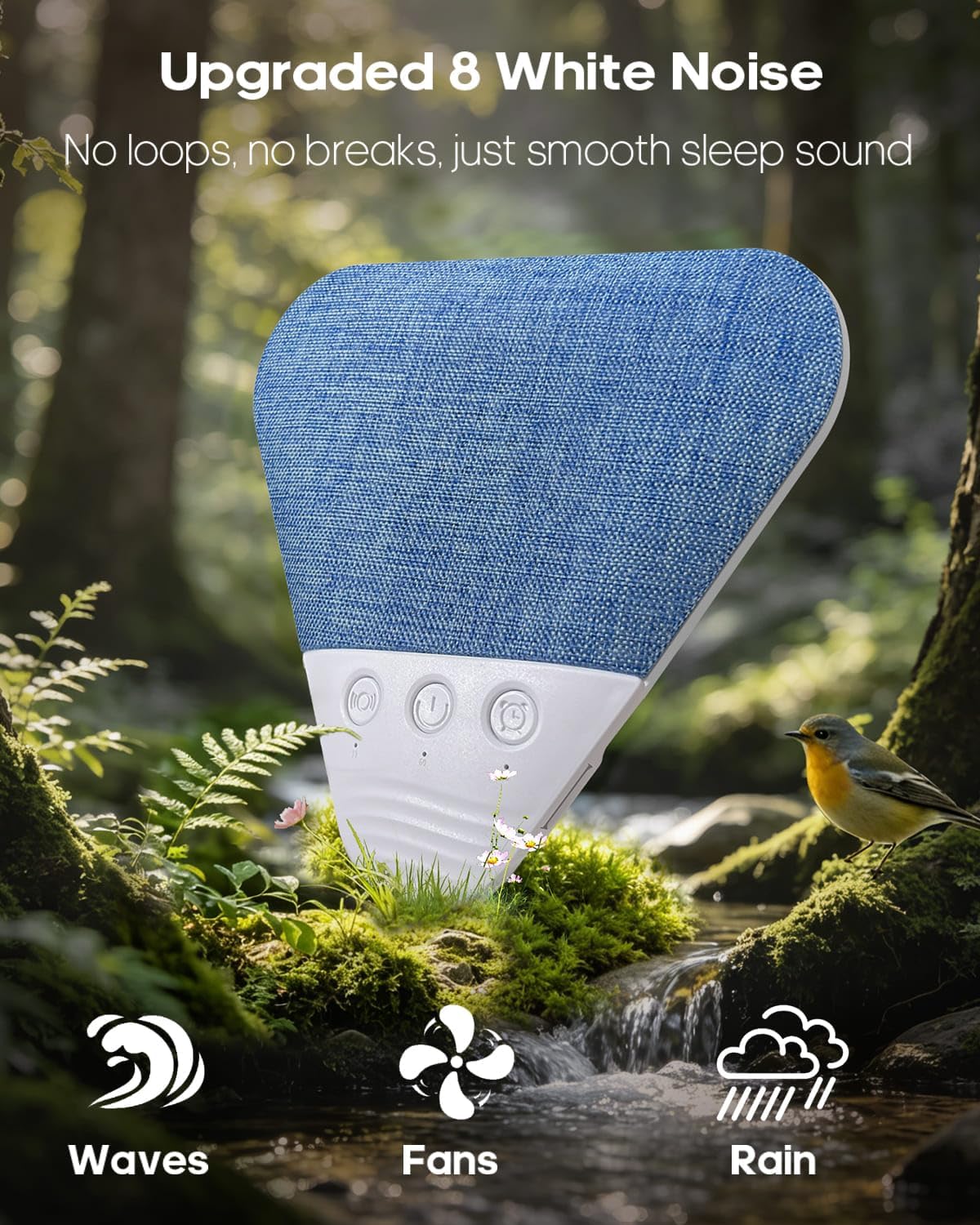 LENRUE Under Pillow Speaker for Sleeping, All New White Noise Bluetooth Pillow Speakers Under Pillow, Auto-Off Timer, Bluetooth 6.0, TF Slot, USB C Powered for Side Sleeper