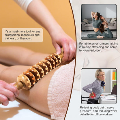 KintKita Wood Therapy Massage Tools,Wooden Lymphatic Drainage Massager, Cellulite Remover Body Sculpting Tool for Cellulite Reduction,Muscle Tension Release,Body Contouring-12 * 6 in