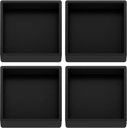 Furniture Coasters Caster Cups Rubber 3.5 inch Square No Slip Pads Hardwood Floors Protectors-for Furniture Legs Sofa Bed Piano Chair Feet Prevent Sliding Stoppers (4, Black Square 3.5 inch)