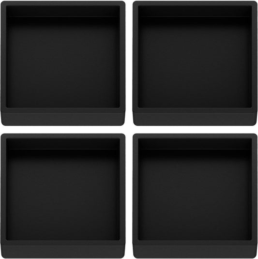 Furniture Coasters Caster Cups Rubber 3.5 inch Square No Slip Pads Hardwood Floors Protectors-for Furniture Legs Sofa Bed Piano Chair Feet Prevent Sliding Stoppers (4, Black Square 3.5 inch)