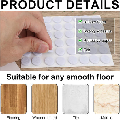 48 Pcs Felt Pads for Cabinet Door, 1/2in White Round Quite Cabinet Pads Bumpers Self Adhesive Felt Furniture Pad for Kitchen Furniture Floor Drawers Table Chair Leg Protector