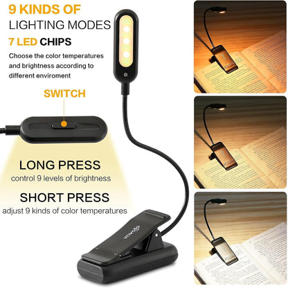 VAVOFO Rechargeable Reading Light, Clip on Book Light for Reading in Bed