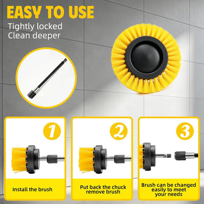 18 Pack Drill Brush Attachment Set, Power Cleaning Scrub Brushes for Drill, Extend Long Attachment, All Purpose for Car Detailing, Bathroom, Carpet, Tile Grout, Sinks, Corners
