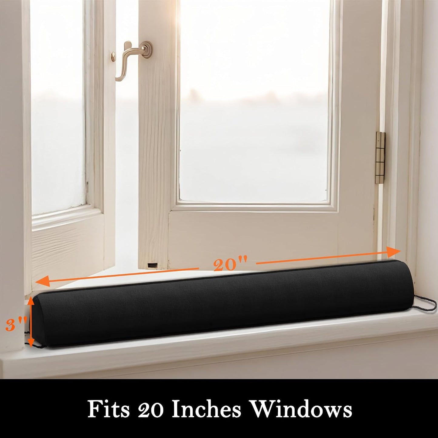 Door Draft Stopper with Removable Washable Cover, 38", Black | Weighted Gap Filler, Blocks Hot and Cold Air, All-Season Seal, Easy Install, Noise & Wind Blocker, Home Essentials
