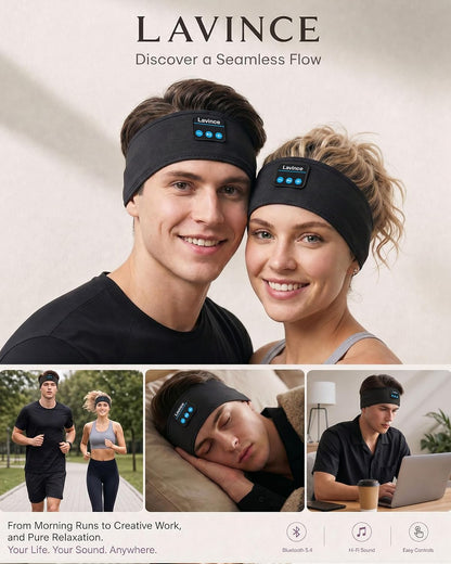 Sleep Headphones Headband, Bluetooth 5.4 Sleeping Headphones for Side Sleepers, Wireless Headband Headphones with Ultra-Thin Stereo Speakers for Sports, Workout, Travel, Meditation