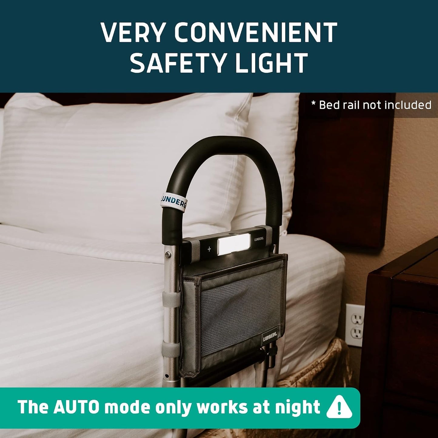 Lunderg Motion Sensor Light - Accessory LED Light for Bed Assist Rail | Replacement or Extra Light - Includes Rechargeable Battery and USB Cable