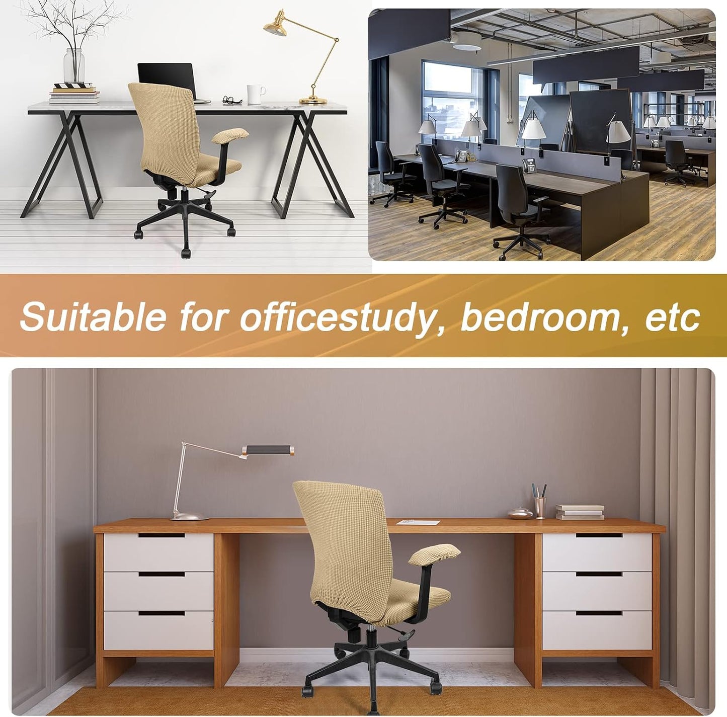 Tallew 4 Pcs Office Chair Covers Set Computer Universal Protective Stretchable Chair Seat Covers Desk Armrest Slipcovers Pads Office Cushion Backrest for Rotating (XL,Silver Gray)