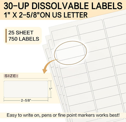 L LIKED 750 Dissolvable Food Stickers Custom 1" x 2-5/8" Inkjet 25 Sheets | Printable sheets for inkjet printers. Track shelf life & prep date. For kitchens, restaurants, food trucks, delis & fast food