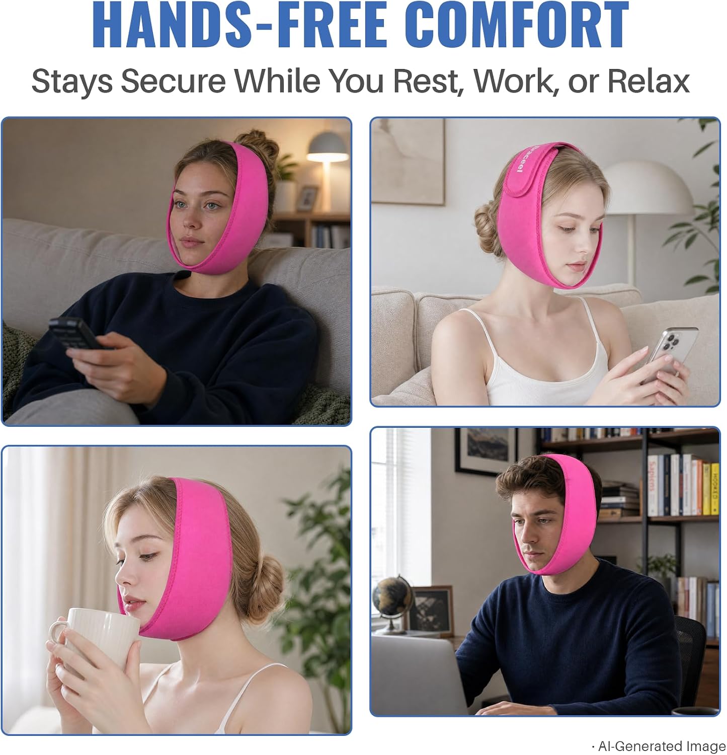 Wisdom Teeth Ice Pack Head Wrap, Jaw Face Ice Pack for Oral Surgery TMJ Relief Tooth Extraction, Reusable Hot & Cold Therapy Pack for Wisdom Teeth Removal Tonsillectomy, Pink