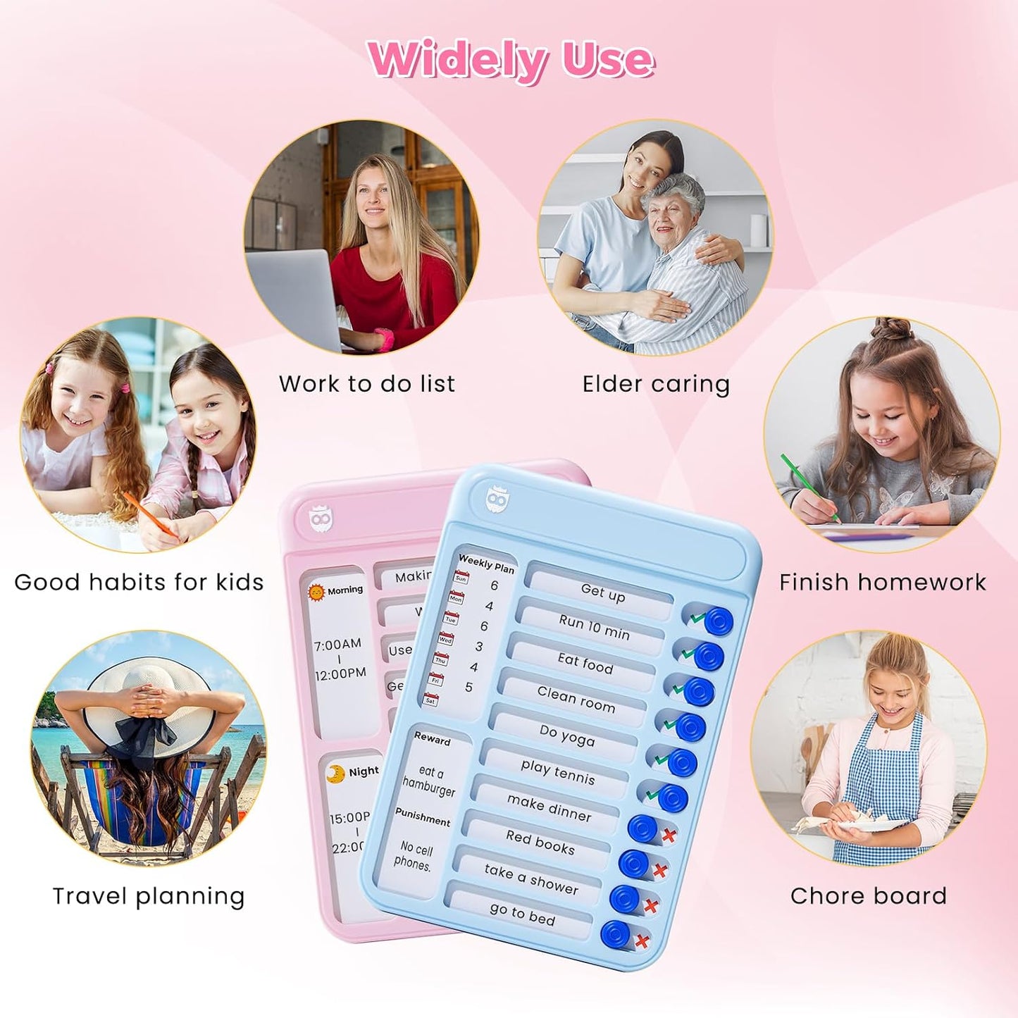 Chore Chart for Kids with Timer, 21 PCS Checklist Magnetic Schedule Board, ADHD Tools with 99-Min Countup/Down Visual Timer, Bedtime/Morning/Daily Routine Chart Dry Erase to Do List with Slider(White)