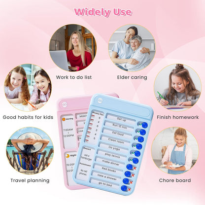 Chore Chart for Kids with Timer, 21 PCS Checklist Magnetic Schedule Board, ADHD Tools with 99-Min Countup/Down Visual Timer, Bedtime/Morning/Daily Routine Chart Dry Erase to Do List with Slider(White)