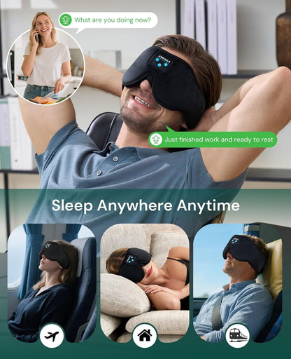 3D Sleep Mask with Bluetooth Headphones, Wireless Sleep Headphones for Side Sleepers, Noise Cancelling Eye Mask for Nap, Soft Sleeping Mask for Women Men, Blackout Sleep Mask with Built-in Speakers
