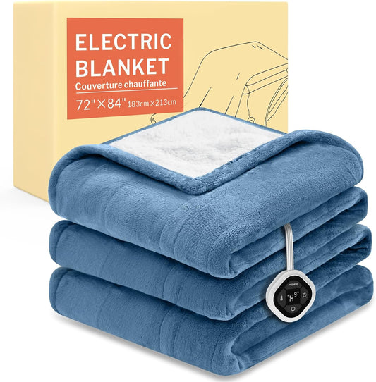 Heated Throw Blanket, 5 Heat Settings & 3 Hours Timer, Purple | 50" × 60", ETL certified, rapid heating, soft flannel and sherpa, 8.5 ft cord, Only for 120V Voltage Use
