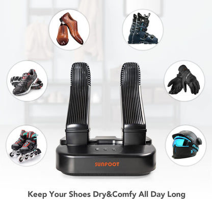 SUNFOOT Boot Dryer And Deodorizer Shoe Dryers For Work Boots, Ski Boot, Hats, Socks, Motorcycle Helmets Glove Dryer With Heat Blower, Quick Drying Boot Warmer Adjustable Timer And Rack (Black)