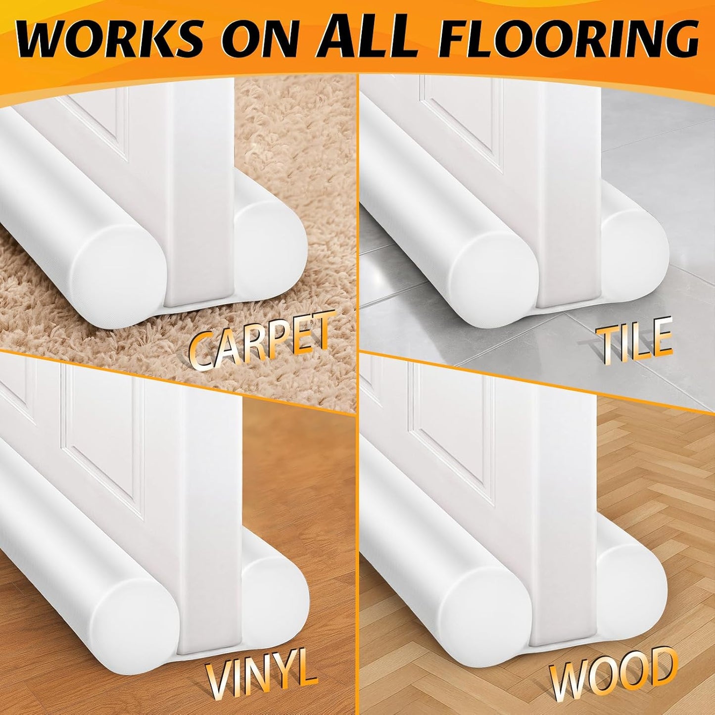 MAXTID Large Door Draft Stopper 30 Inch for Small Bedroom, Fits 1.7" Gaps | Small Size Bedroom Door, Fits 0.5 to 1.7" Gaps, White Under Door Draft Blocker, Seal Gap, Draft Guard for Bottom of Doors