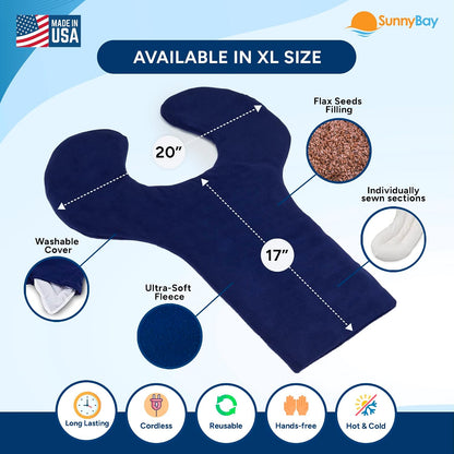 SunnyBay Weighted Heating Pad, Shoulder and Upper Back Wrap, Large, Navy