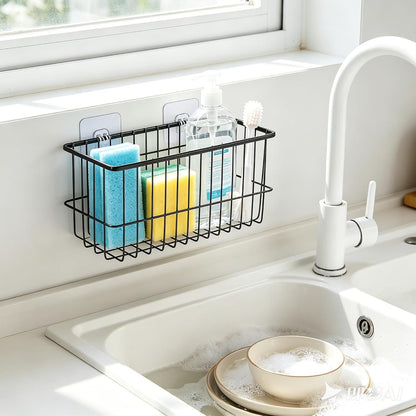 2 Pack Cabinet Door Organizer, Adhesive Wall Mounted Organizer Bins, Clear Storage Caddy, Stackable Basket for Kitchen Cabinets, Bathroom, Pantry, Office, and Tabletop Organization