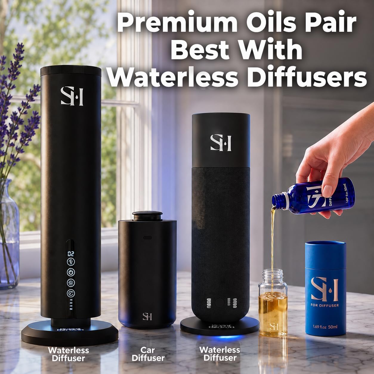 ScentHorizon Monaco MC01 Hotel Diffuser Oil Refill, 5.07 oz (150 ml) | Notes Bergamot, Jasmine & Violet, Wood & Musk | Luxury 5-Star Hotel Fragrance | Waterless