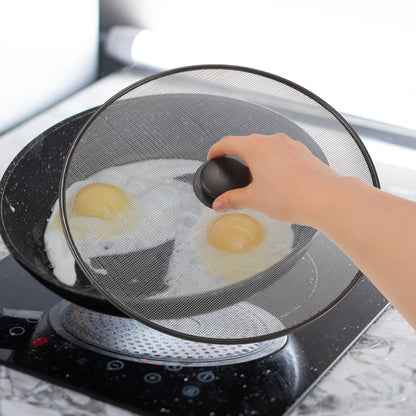 11.22" Stainless Steel Splatter Screen Grease Guard – Fine Mesh Oil Splash Shield for Frying Pan, Skillet, Pot, Stove Top – Prevents Burns & Mess