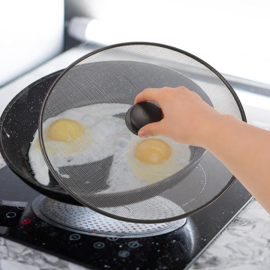 11.22" Stainless Steel Splatter Screen Grease Guard – Fine Mesh Oil Splash Shield for Frying Pan, Skillet, Pot, Stove Top – Prevents Burns & Mess